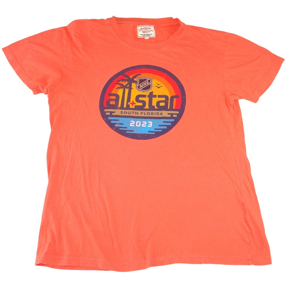 American Needle Mens NHL All Star South Florida 2023 T-Shirt Coral Orange L